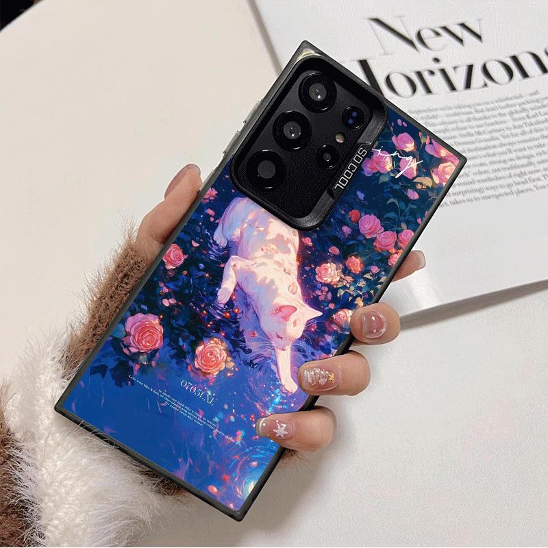 Night Moon Cat Dreamy Art Shockproof Phone Case for Samsung Galaxy S26 Edge S25 Ultra S24 FE S23 Plus S21 Cover Anti Fall Fundas