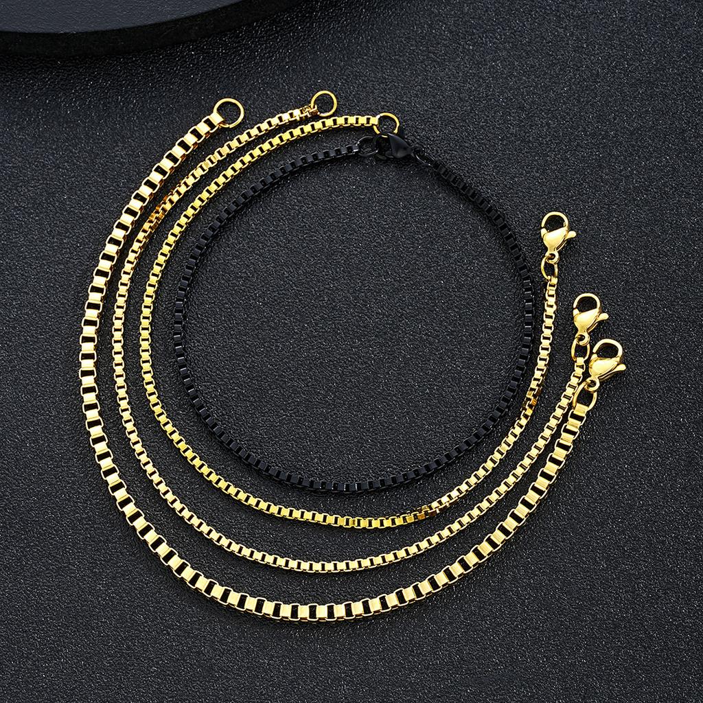 4pcs Vintage Stainless Steel Bracelets Set for Men Women Fashion Minimalist Box Chain Bracelet Daily Wear Unisex Jewelry Gifts