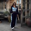Women's European and American Style Patchwork Hooded Sweatshirt and Pants Set
