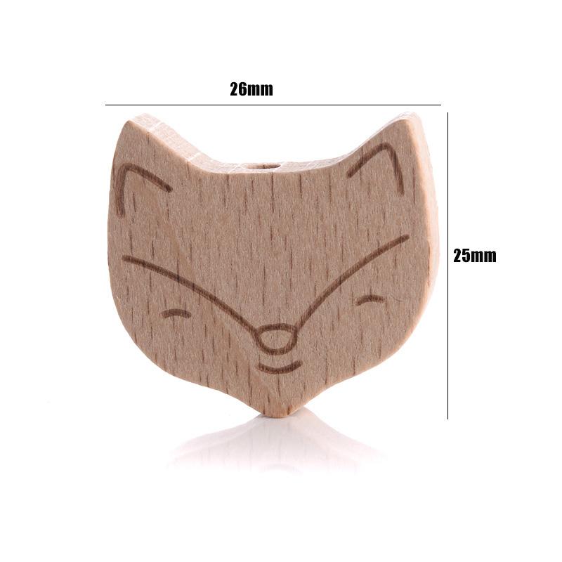 10Pcs Natural Beech Wooden Beads Cat Heart Butterfly Rainbow Cat Teethers Beads for Baby Necklace Pacifier Chain Crafts Jewelry