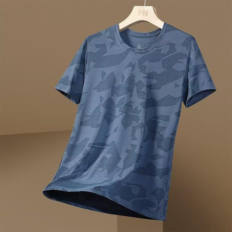 Ice silk short-sleeve men's t-shirt, summer loose-fitting, thin, quick-drying sports casual top