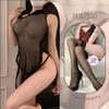 Sex underwear retro sexy cheongsam hollow chest mesh see-through nightdress women flirting sex underwear transparent