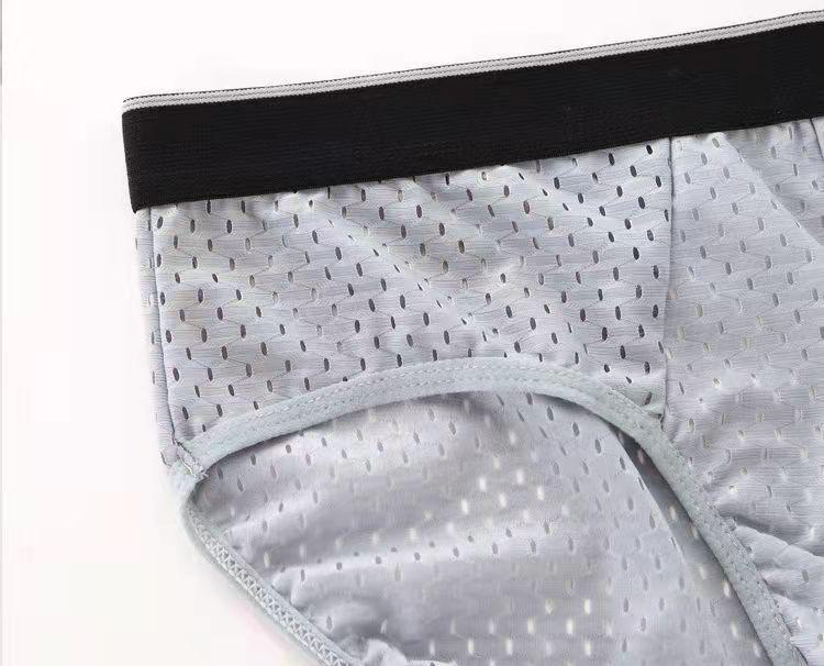 Men's Breathable Mesh Ice Silk Underwear with Cotton Inner Crotch
