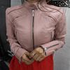 Noora Women's Lambskin Leather Cropped Jacket, Biker Crop Style Punk, Street, Club & Party wear Jacket BABYPINK
