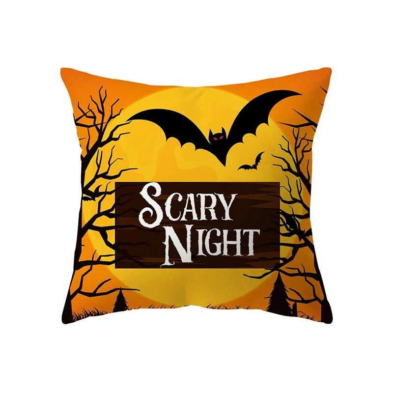 Halloween Theme Pillow Cover Car Office Living Room Sofa Halloween Pumpkin Lantern Decoration Pillow Cover