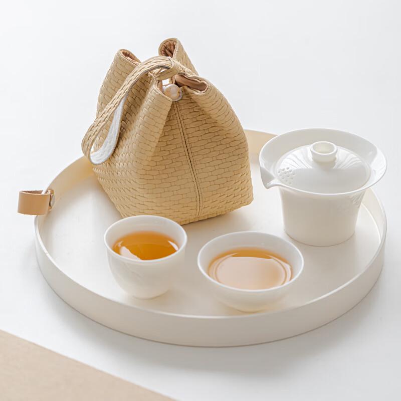 Muyi Mutton Fat Jade Ceramic Tea Set