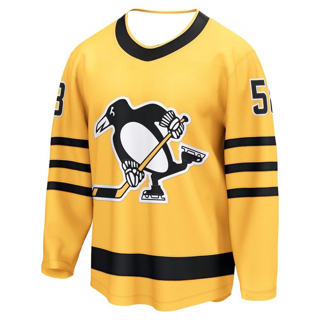 Maglia da Hockey #58 - Design a Strisce Giallo/Nero Abbigliamento a Maniche Lunghe per Tifosi e Collezionisti Stampa 3D Maglietta con Scollo a V