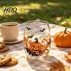Gotische Bar-Accessoires Halloween Glasbecher Geprägte Kürbis Geist Katze Fledermaus Trinkglas Vintage-Thema Gruselige Stiellose Getränkebecher
