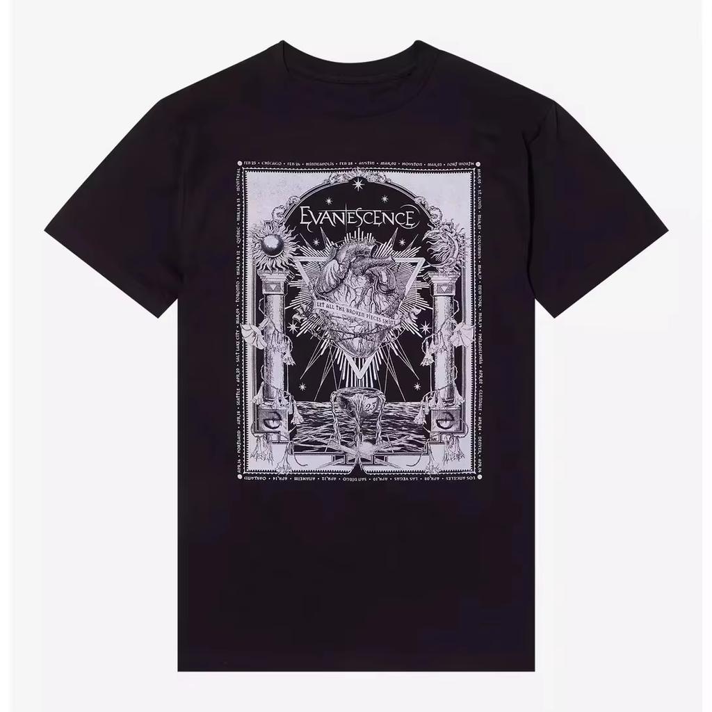 Evanescence 2026 Tour Pánské/Dámské Bavlněné Tričko s Grafikou Letní Streetwear Stylové Ležérní Streetwear Tričko