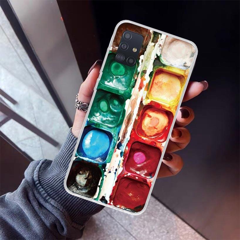 Watercolors Set Paint Palette Painting Box Phone Case For Samsung Galaxy A12 A52S A42 A32 A22 A51 A50 Note 20 Ultra 10 S10 Plus