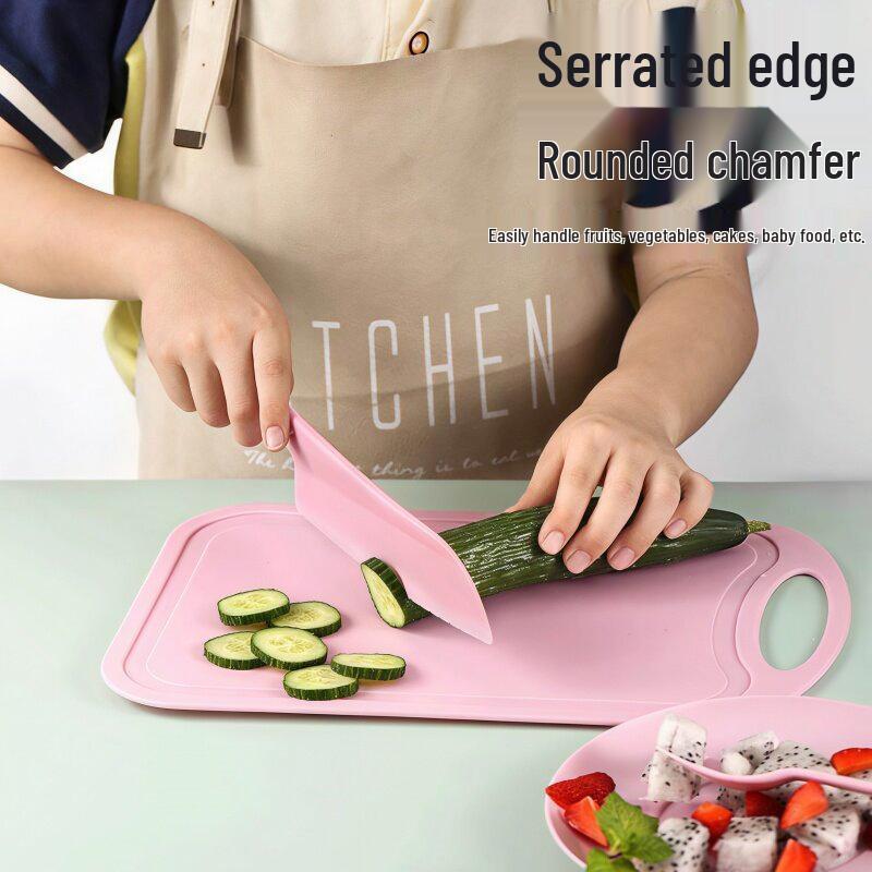Child-Safe Kindergarten Plastic Cutting Board & Knife Set for Early Education