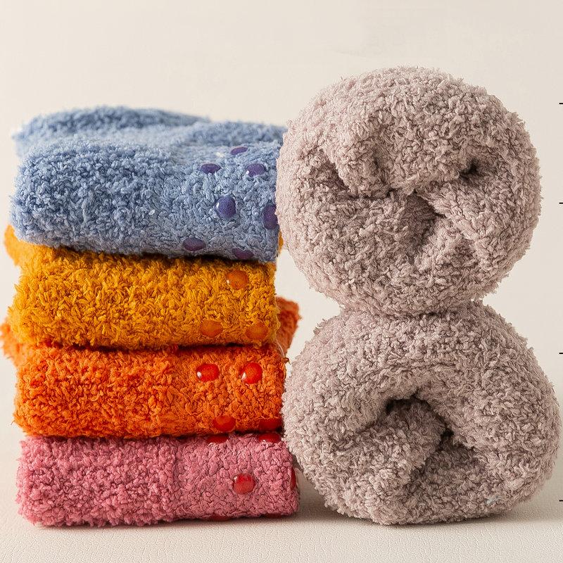 1/3 pary Miękkie Skarpetki z Polaru Koralowego Damskie Pogrubione Pluszowe Zimowe Ciepłe Kapcie Podłogowe do Spania Krótkie Skarpetki Niewidoczne Skarpetki Stopki