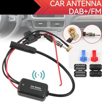 Car Stereo Antenna DAB+FM Aerial Splitter Cable Adapter 12V Radio Signal Amplifier Antenna Signal Booster FM/AM Car Accessories