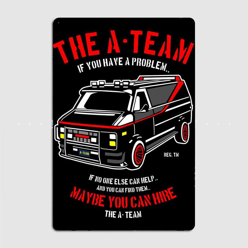 Movie Cars The A Team Vintage Retro Poster Metal Sign Garage Club Indoor Room Decoration Wall Decor Custom Home Decor