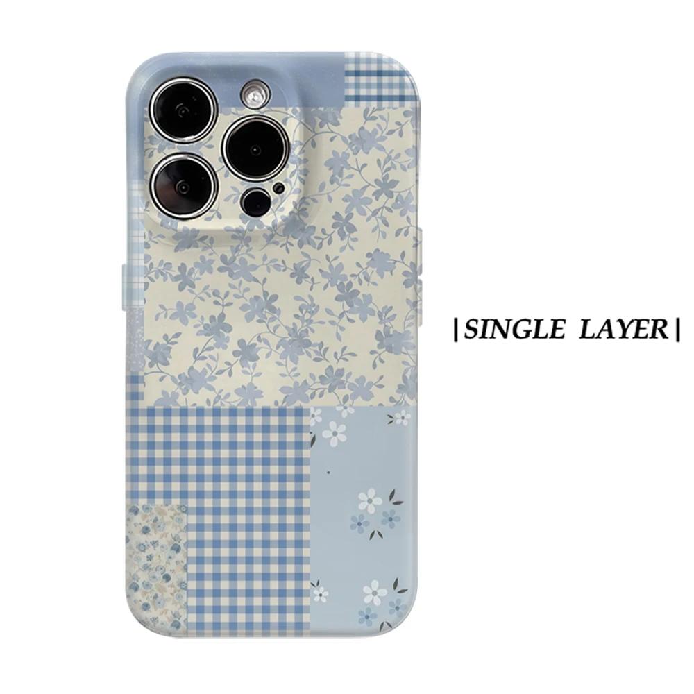 

Blue Gingham Phone Case for IPhone 17 16 15 14 13 Pro Max Plus for Magnetic Single Double-layer Tough Case IPHONE14PLUS