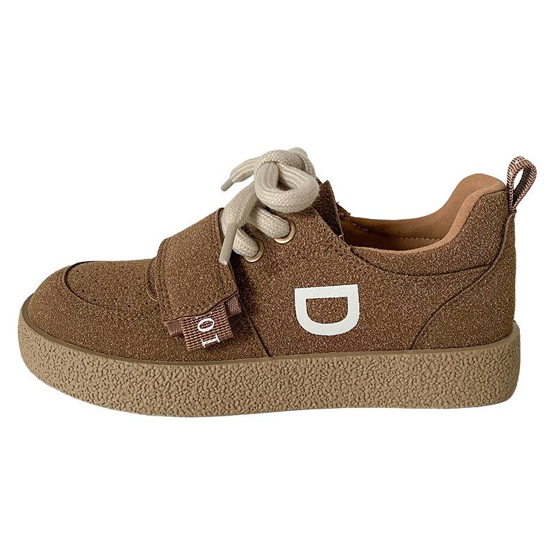 

H1375 Velcro Niche Boken Shoes женская обувь осень 2024 новые туфли на плоской подошве Niche Round Head Chic Bread Shoes 35