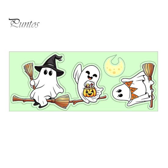 Decorative Glass Film for Home Halloween Glow-in-the-Dark Wall Stickers, Cute Cartoon Pumpkin Ghost Decals, Waterproof PVC Window Clings Removable Art