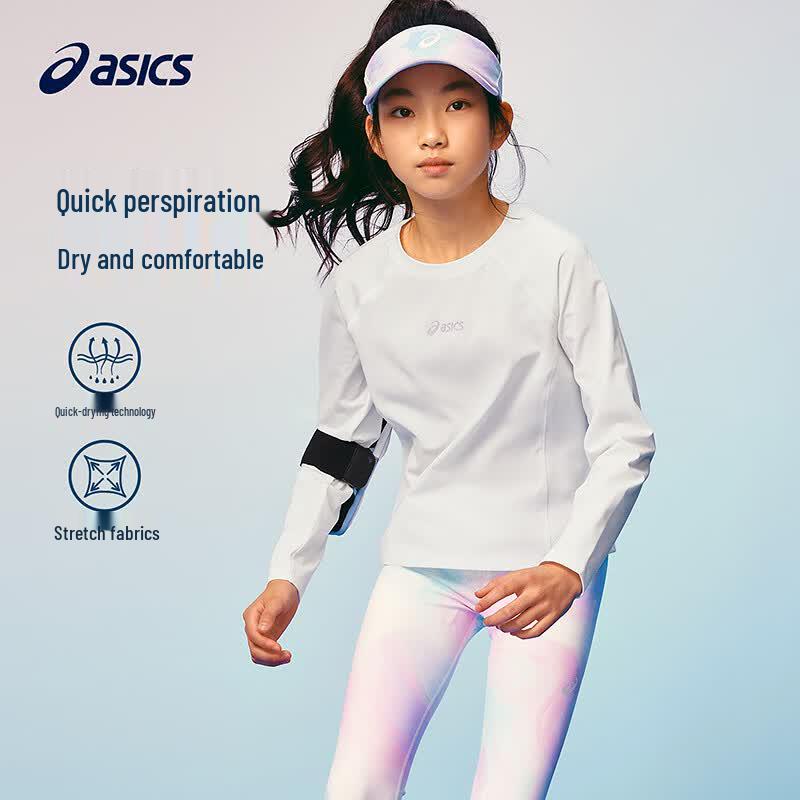 Asics Girls' Moisture-Wicking Printed Long-Sleeve T-Shirt