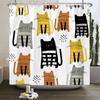 Cat Printed Shower Curtain Cartoon Animal Bath Curtains Bathroom For Bathtub Bathing Cover Shower Curtains with 12 Pcs Hooks