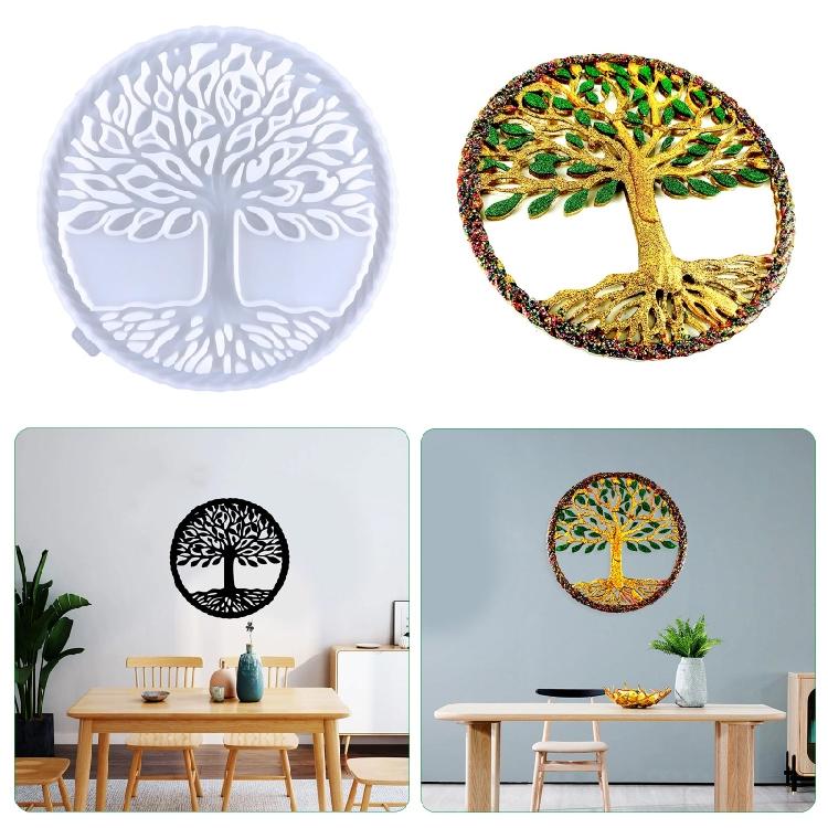 Reusable Epoxy Resin Mold Blue/White Tree for Bookend Wall Hanging Cast