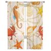 Peixes Corrais Conchas Algas Cavalo-marinho Subaquático Chiffon Cortinas Transparentes para Sala de Estar Quarto Janela Voiles Cortina de Tule