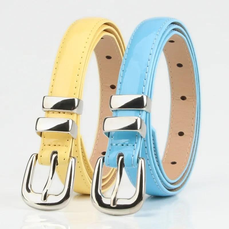 Elegant Womens Faux Leather Belt With Geometric Metal Buckle Trendy Versatile Accessory For Office And Outings