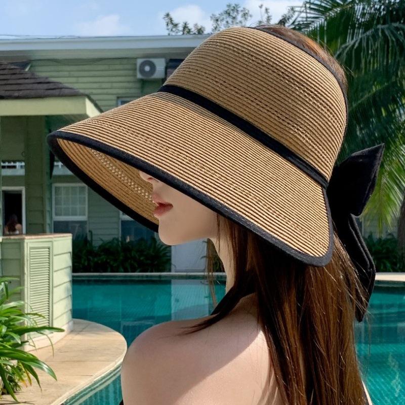 Big brim straw woven sunscreen hat fashionable empty top beach sun hat summer seaside travel versatile straw hat