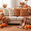 Pumpkin Tufted Throw Pillow Cover 45x45 40x40 Autumn Pillowcase New Plushie Pillow Case  Fall Decor