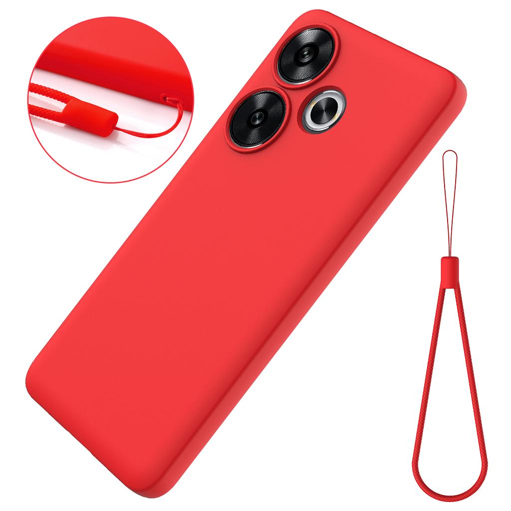For Xiaomi Poco F6 5G/Redmi Turbo 3 5G Case Liquid Silicone Anti-Drop Phone Cover with Hand Strap