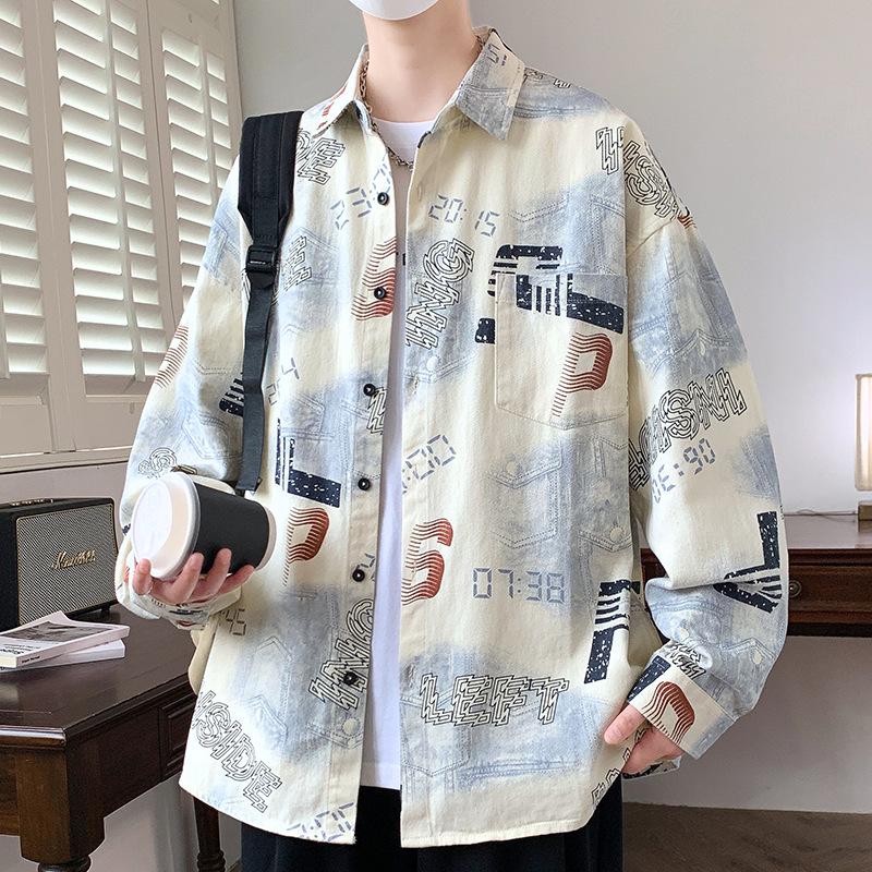 

Men s Trendy Lapel Shirt Jacket for Teenagers - Spring/Autumn L fits 100-115 lbs