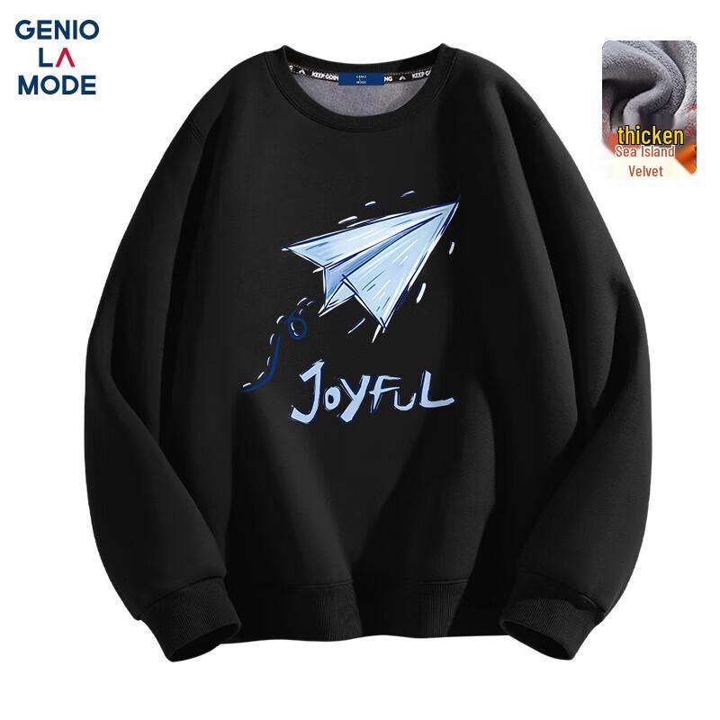 GENIOLAMODE Men's Cartoon Print Round Neck Sweatshirt