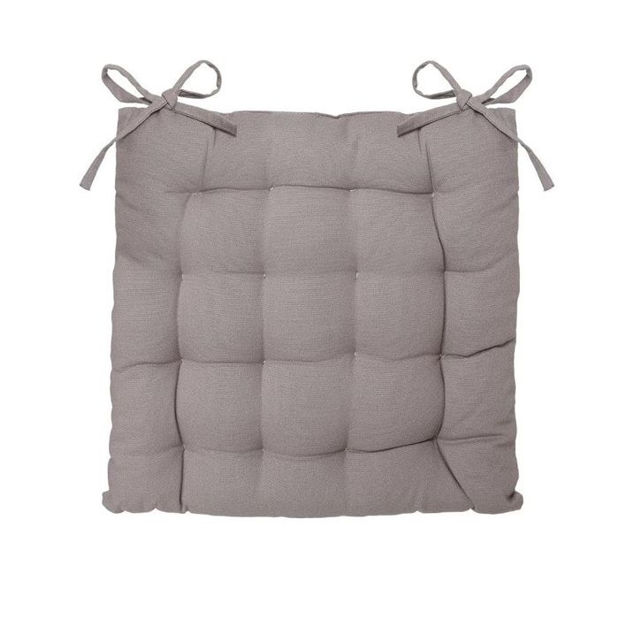 Assise de chaise matelassée coton 38 x 38 cm gris