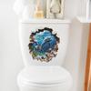 Ocean World Dolphin Toilet Wall Sticker Self-Adhesive Removable Waterproof for Bathroom Underwater Home Decor Art