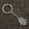 Fashion 30mm Key Ring Metal Key Chain Keychain Jewelry Antique Silver Color Fatima Hand Hamsa Palm Protection 33x25mm Pendant