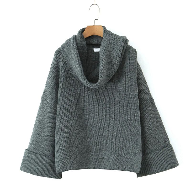Fall New Women's Clothing French Retro Design Idle Style Loose Scarf Sweater Knitted Cardigan Top