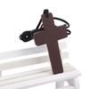 Ancient Men Women Sweater Chains Brown Cord Gift Wooden Religious Jewelry Necklace Cross Pendant