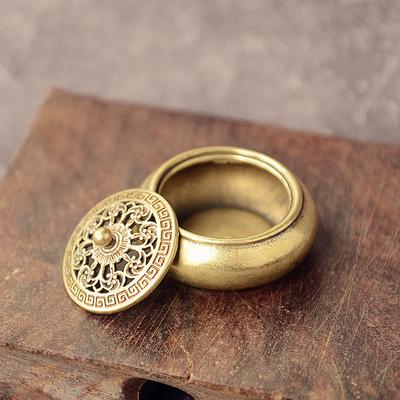 Brass Pocket Lotus Jiuding Incense Burner Hollow Incense Mini Incense Burner