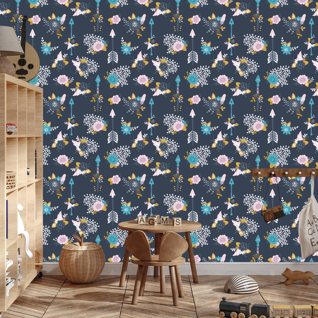 Wallpaper Indian arrows with flowers for living room and bedroom 50x1000