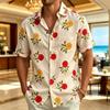 Men's Fresh Floral Print Short Sleeved shirt, With A Fresh Artistic style, Suitable For Summer Daily Life And Beach Vacations