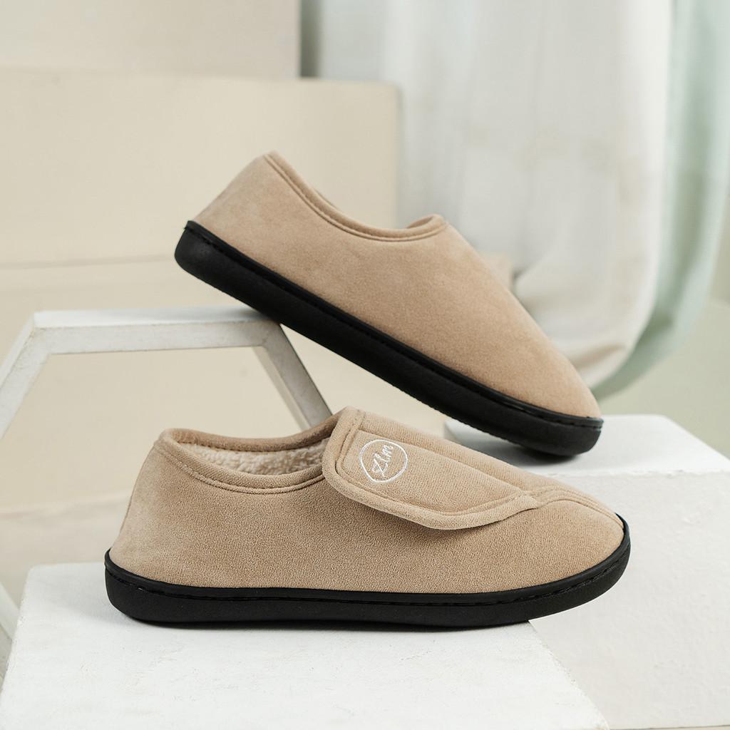 Indoor Men Women Warm Plush Cotton Slippers With Nonslip Tpr Sole For Home Comfort