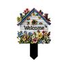 Wooden Decorative Garden Stake, Farmhouse Rustic Flower Butterfly Bee Ladybug Yard Art, Welcome Sign for Outdoor Yard Lawn Patio Pathway