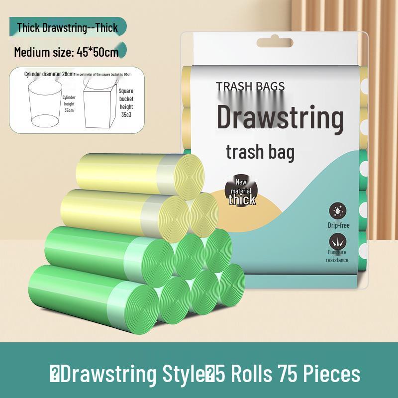 Durable Large Drawstring Trash Bags for Kitchen, Living Room & Office - Tear-Resistant, Thick, Hand-Held Plastic