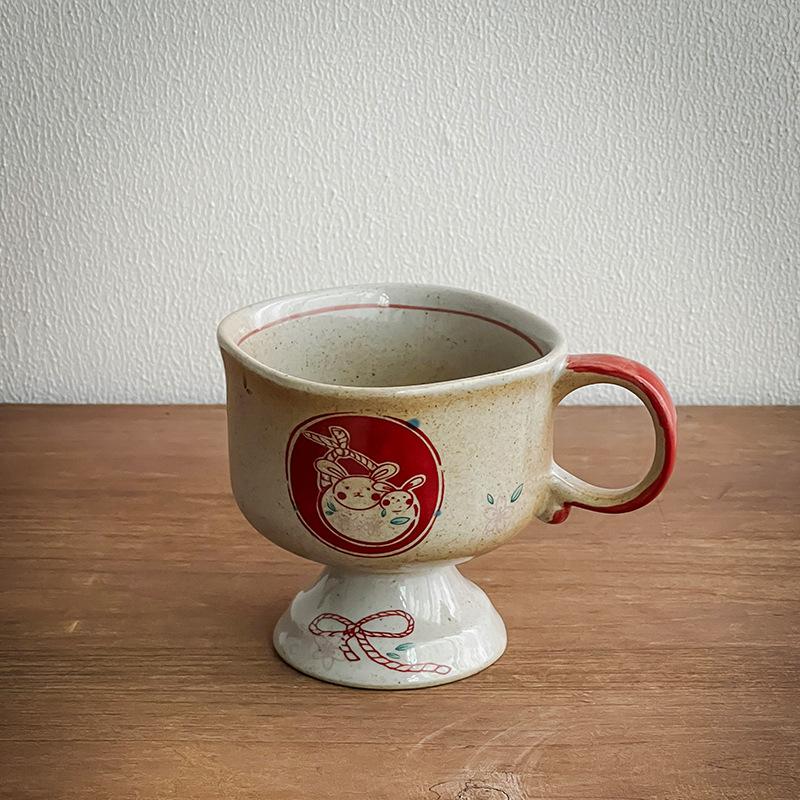 Japan Exports Medieval Clay Spray-Painted Rabbit Ceramic Cup High-Value Coffee Cup Goblet Japanese Style