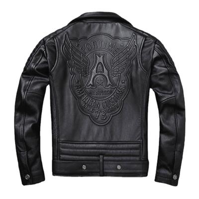 New Genuine Leather Jacket Men 'S Really Natural Cowhide Motorcycle Style Jackets Moto Biker Racer Slim Coat Thick Calfskin