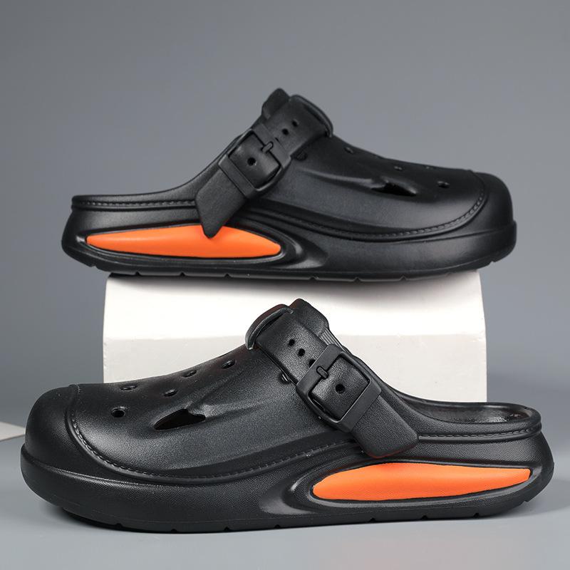 

Мужская обувь Hole 2025 года, летняя новая одежда для отдыха на открытом воздухе, домашняя нескользящая пляжная обувь для подростков, сумка, крутые тапочки, прилив 38