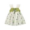 2025 Summer Baby Girls' Chinese Style Puff Sleeve Sling Dress with Frog Buttons - Princess Design for One-Year-Old