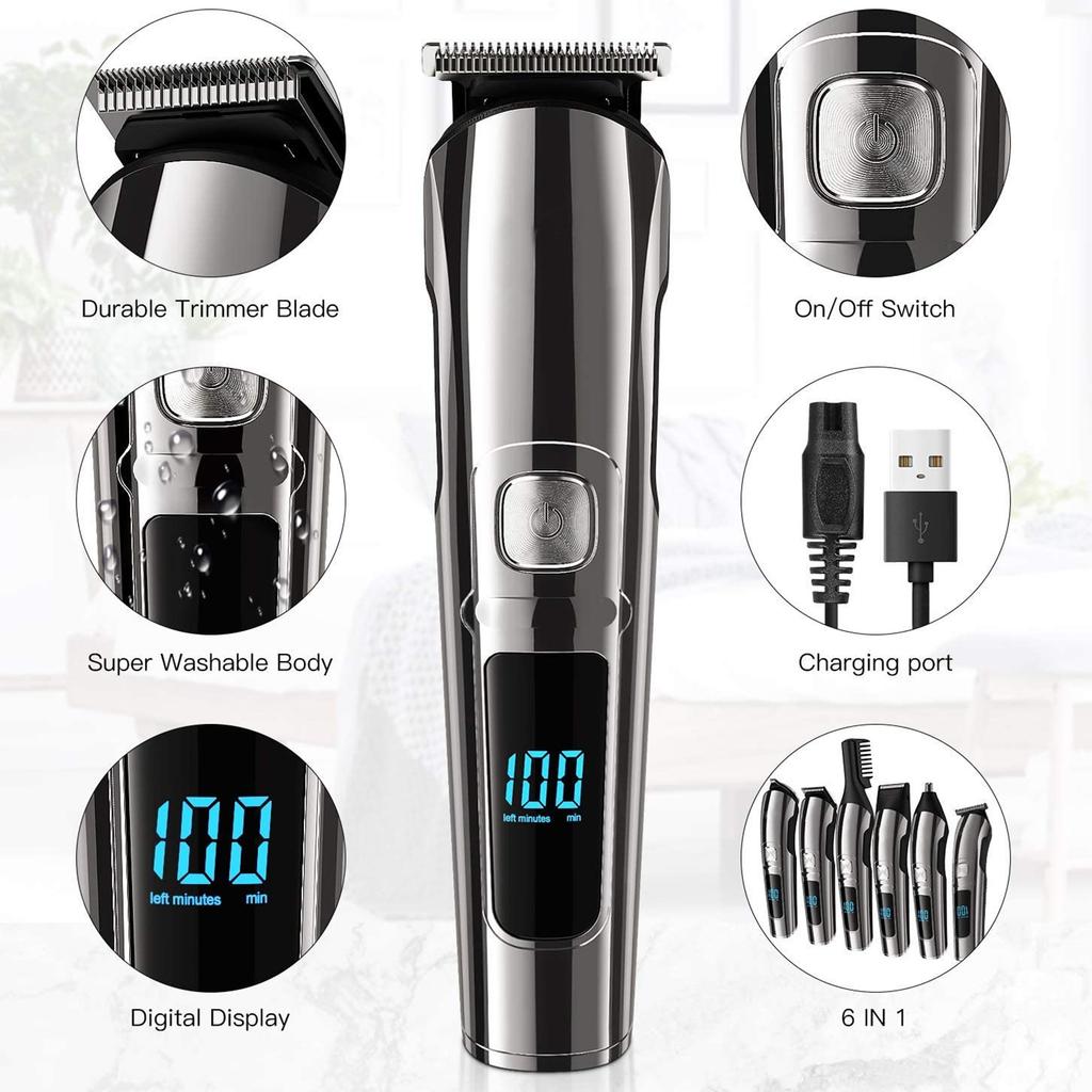 All In One Hair Trimmer For Men Face & Body Grooming Kit Beard Hair Clipper Electric Shaver Washable Trimer Nose