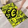 Bright Yellow Splash Ink Graffiti Logo Area Rug Non Slip Mat, Black Spray Paint Street Text Print Carpet for Game Room Decor