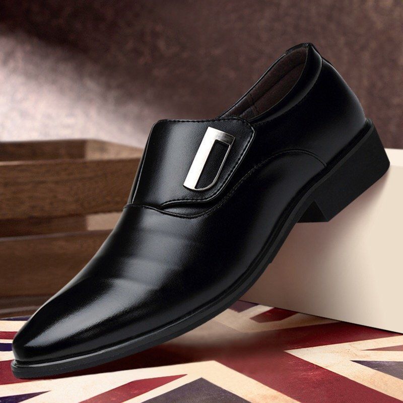 

Корейская версия кожаной обуви мужские деловые туфли жениха свадебная обувь британская мода деловая повседневная обувь молодежные остроносые кожаные туфли 44