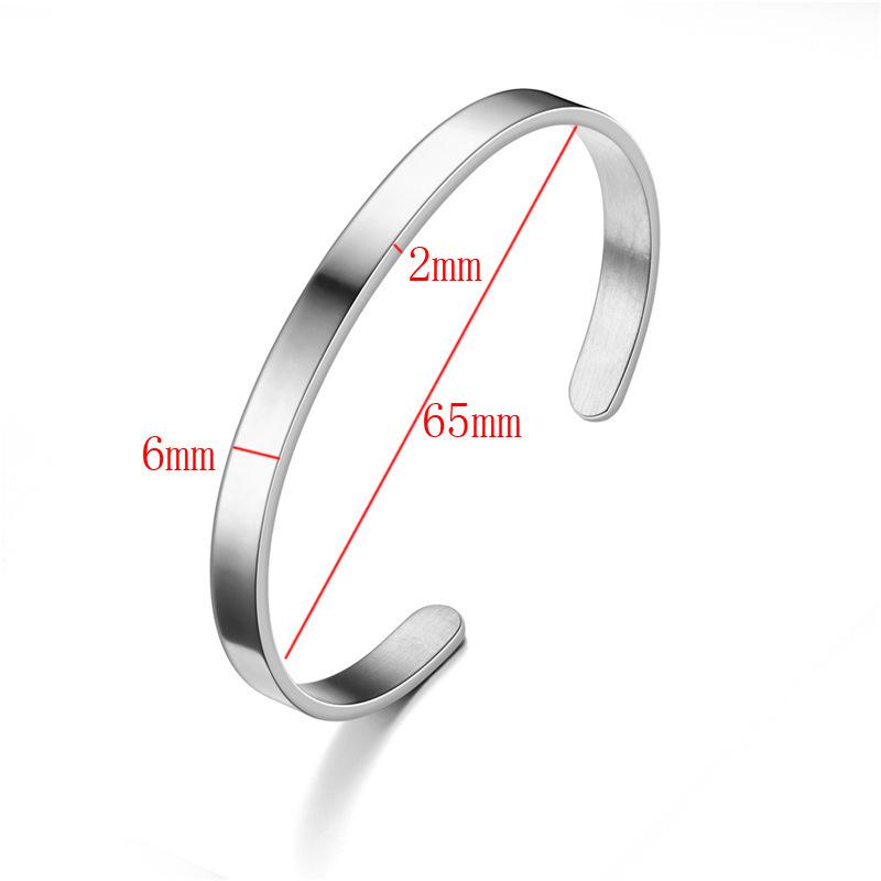 Adjustable Titanium Steel C-Shaped Bracelet with Engraved Text for Women